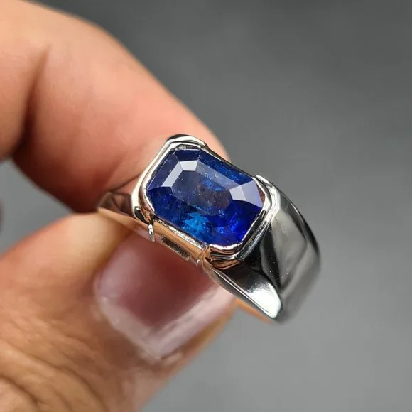 Mens Sapphire Ring Natural Royal Blue Ceylon Sri lanka sapphire Rings handmade